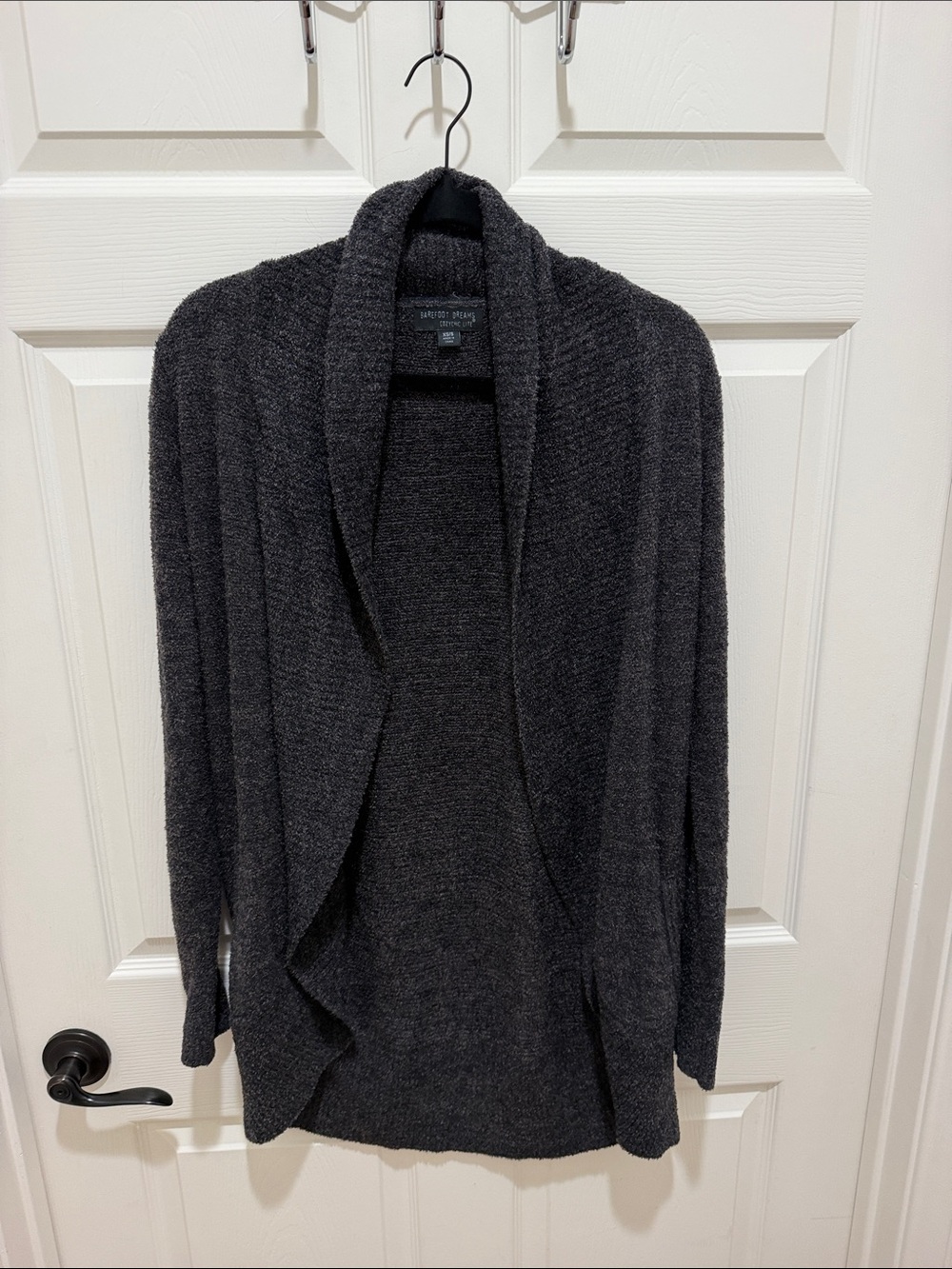 Barefoot Dreams Dark Charcoal Open-Front Cozy Chic Lite Knit Cardigan - XS/S - Picture 2 of 8